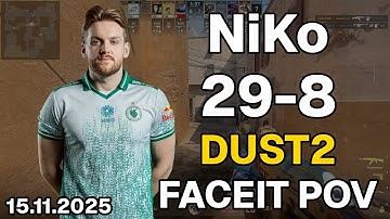 NiKo (29-8, 3.62 K/D) Dust2 | FACEIT POV DEMO CS2 | Nov 15, 2025 16:14 UTC