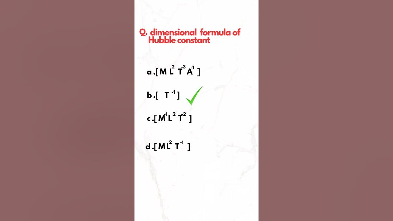 dimensional formula of Hubble constant YouTube