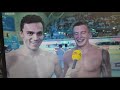 Great Britain win gold 4x100 medley race interview and ceremony