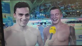 Great Britain win gold 4x100 medley race interview and ceremony