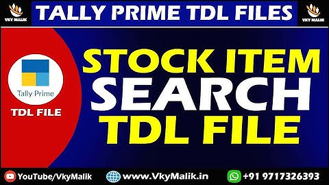 Stock Item Search TDL File in Tally Prime | Tally Prime All TDL Free Download | Free TDL File