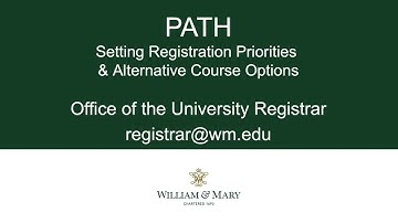 W&M PATH Setting Registration Priorities Demo