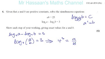 EDEXCEL IAL C12 JAN 2014 Q6   Logarithms