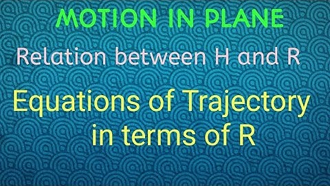 #Motion in Plane #Relation between R and H #Equation of Trajectory in terms of R #11th physics