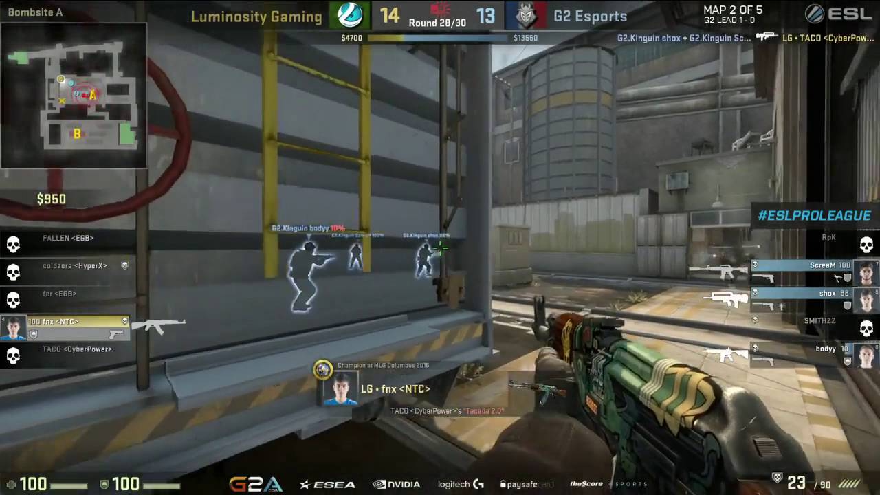 FNX 1v3 Clutch Agains G2 ESL Pro League Season 3 Finals - YouTube