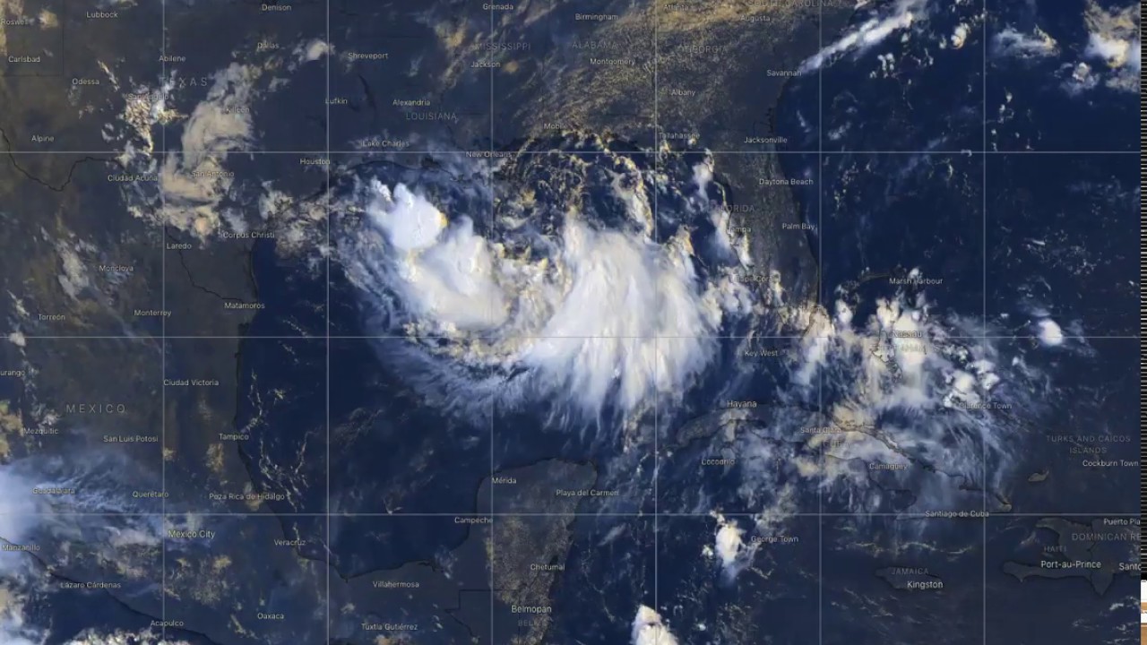 Tropical Cyclone Barry in Gulf of Mexico, 11 July 2019 - YouTube
