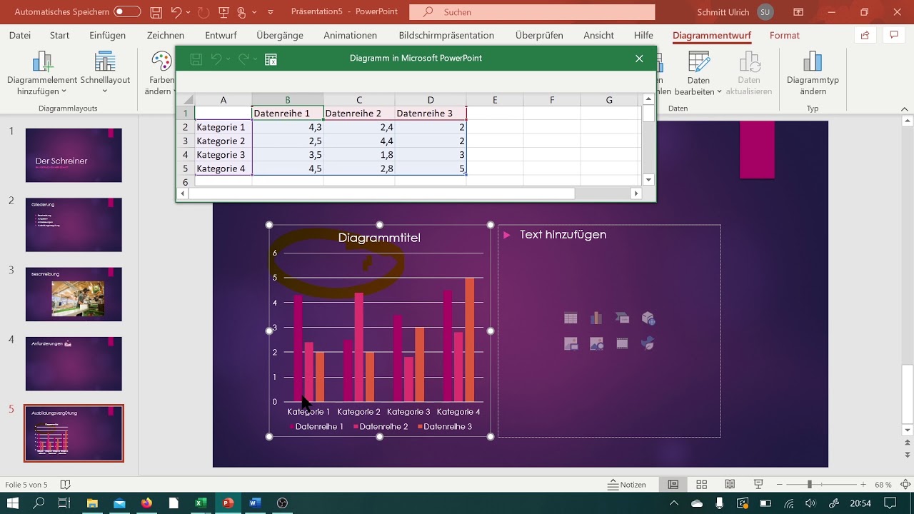 Powerpoint: Einfügen und Erstellen von Diagrammen - YouTube