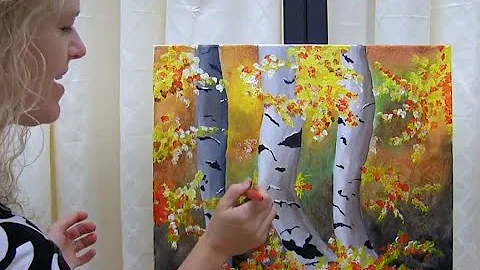 How to Paint Autumn Birch Trees with Acrylics | Pa...