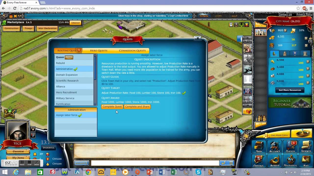 Lets Play Evony Episode 1