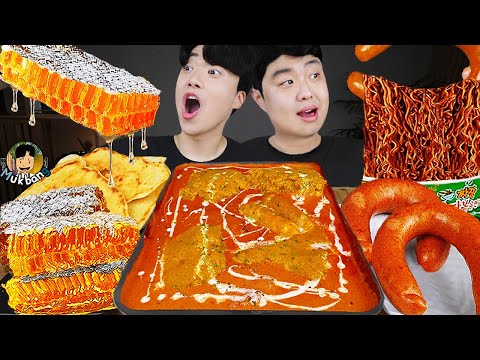 ASMR MUKBANG 직접 만든 대왕 가래떡 떡볶이 불닭볶음면 소세지 먹방 & 레시피 FIRE NOODLES AND CHEETOS Tteokbokki EATING 