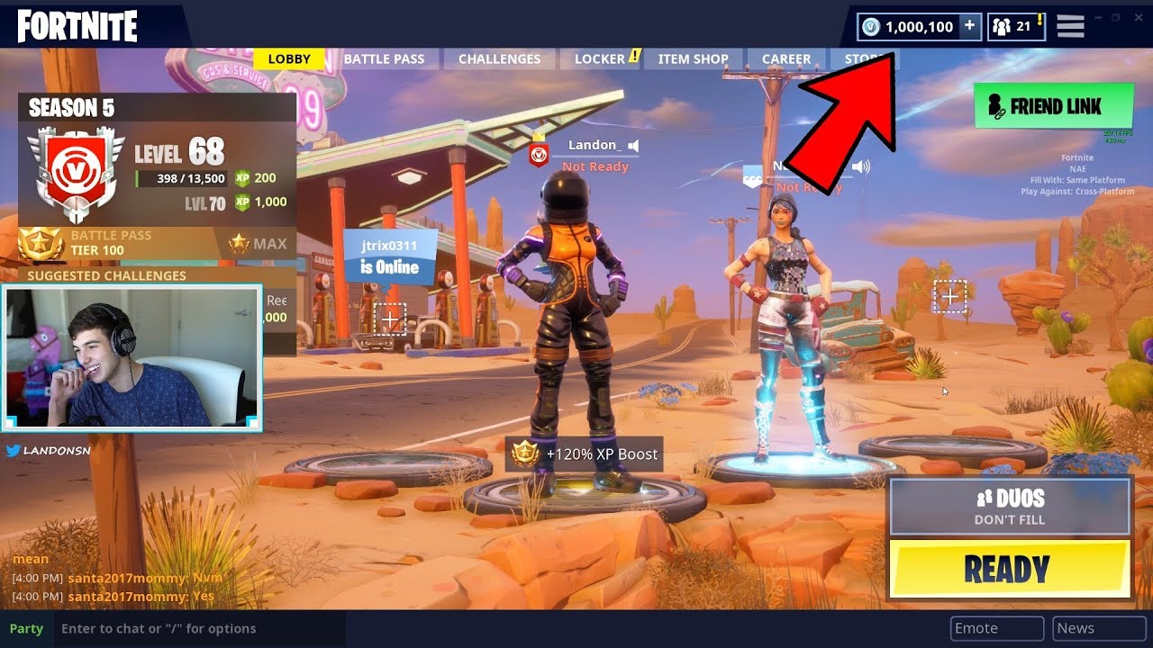 Giving 1,000,000 V Bucks to 10 Viewers.. (Fortnite Battle ... - 1280 x 720 jpeg 186kB