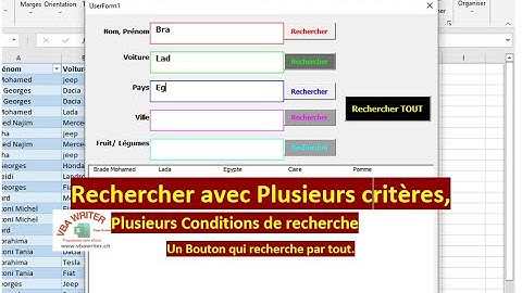 VBA Rechercher PAR TOUT/ Plusieurs Critères/ Un Bouton OU plusieurs/Sans codage_20. www.VbaWriter.ch