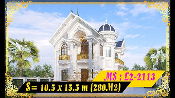 L2-2113 MẪU BIỆT THỰ  2 TẦNG MÁI THÁI TÂN CỔ ĐIỂN CÓ NGOẠI THẤT VÔ CÙNG  SÁNG TẠO VÀ ĐẸP MẮT