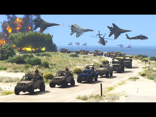 Israeli Military Weapons Convoy Badly Destroyed by Palestinian Fighter Jets and Helicopters - GTA 5 class=