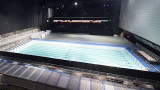 Timelapse installation of competition and warm-up pools at the Paris La Défense Arena | Myrtha Pools