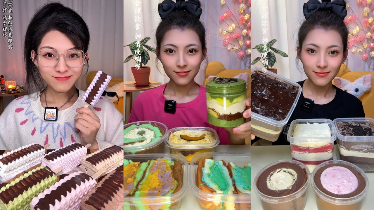 ASMR] Dessert Mukbang🎂🍦🍰🍮 (Creamy Crepe Cakes) 디저트 먹방 |Eating Sounds#cake #asmrcake #asmrcake