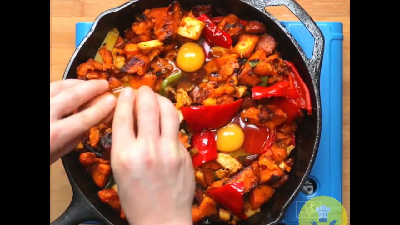 Sweet Potato Chorizo Halloumi Hash | GrubHub | Food