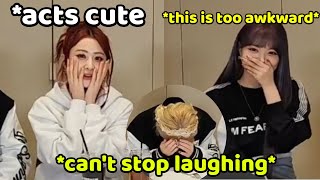 Yunjin does aegyo and everyone laughs. | le sserafim weverse live eng sub