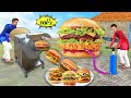 Giant burger machine greedy burger wala chicken burger street food hindi kahaniya new moral stories