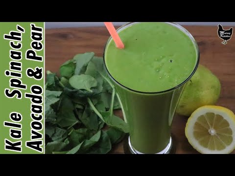 how-to-make-kale,-spinach,-avocado-&-pear-smoothie-|-healthy-tasty-green-smoothie-recipe