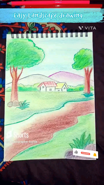 How to draw dream place#easy landscape drawing#viral#art#colour pencil drawing#youtubeshorts