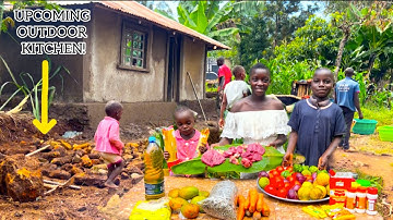 Day6:Exterior DONE!Front Yard,Outdoor Kitchen Plans Begin|13 Year Old Village Girl Cooks Beef Stew!