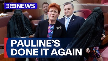 Pauline Hanson sparks outrage in the Senate with burqa stunt | 9 News Australia