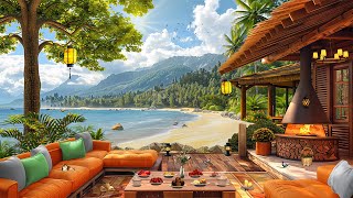 Chill Out in Summer Beach at Cozy Coffee Porch Ambience  🏝  Relaxing Piano Jazz Music Work, Study