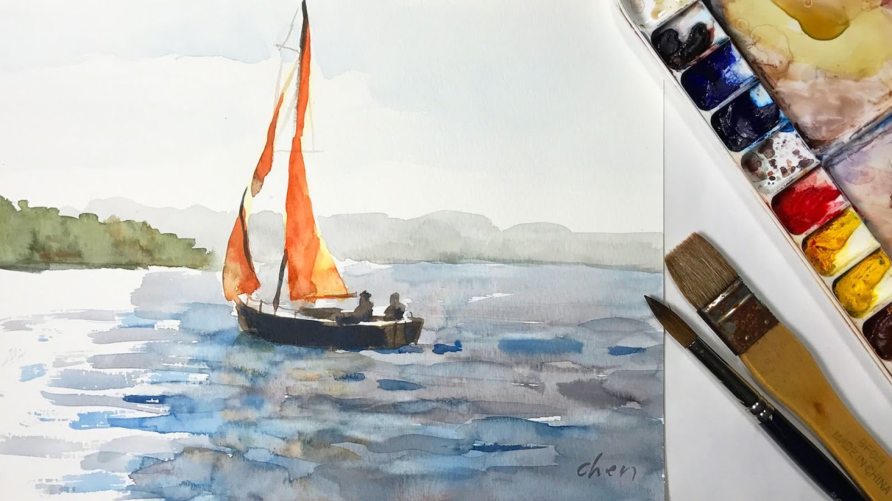 Waterscape #9 - How to Paint a Sailboat in Watercolor ...