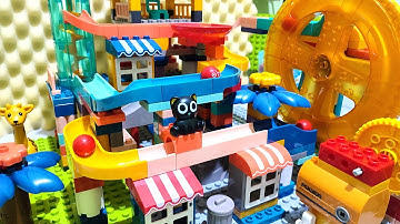 Satisfying Building Blocks Marble Run ASMR - Ferris wheel Palace and Elevator Course