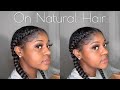 2 FEED IN BRAIDS ON NATURAL HAIR ( NO HEAT ) | BEGINNERS FRIENDLY | Veronica Cue