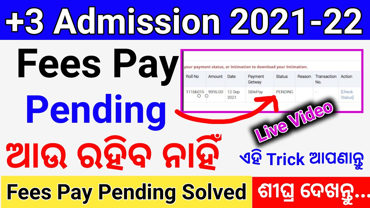 +3 Admission Fees Pay Pending Problems Solved 2021. How to Solve Pending Fees +3 admission 2021.