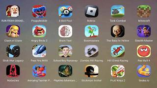 Roblox,minecraft,Angry Bids 2,The Baby In Yellow,Bowmasters,Hill Climb Racing,Hantu Brainrot Sahu...