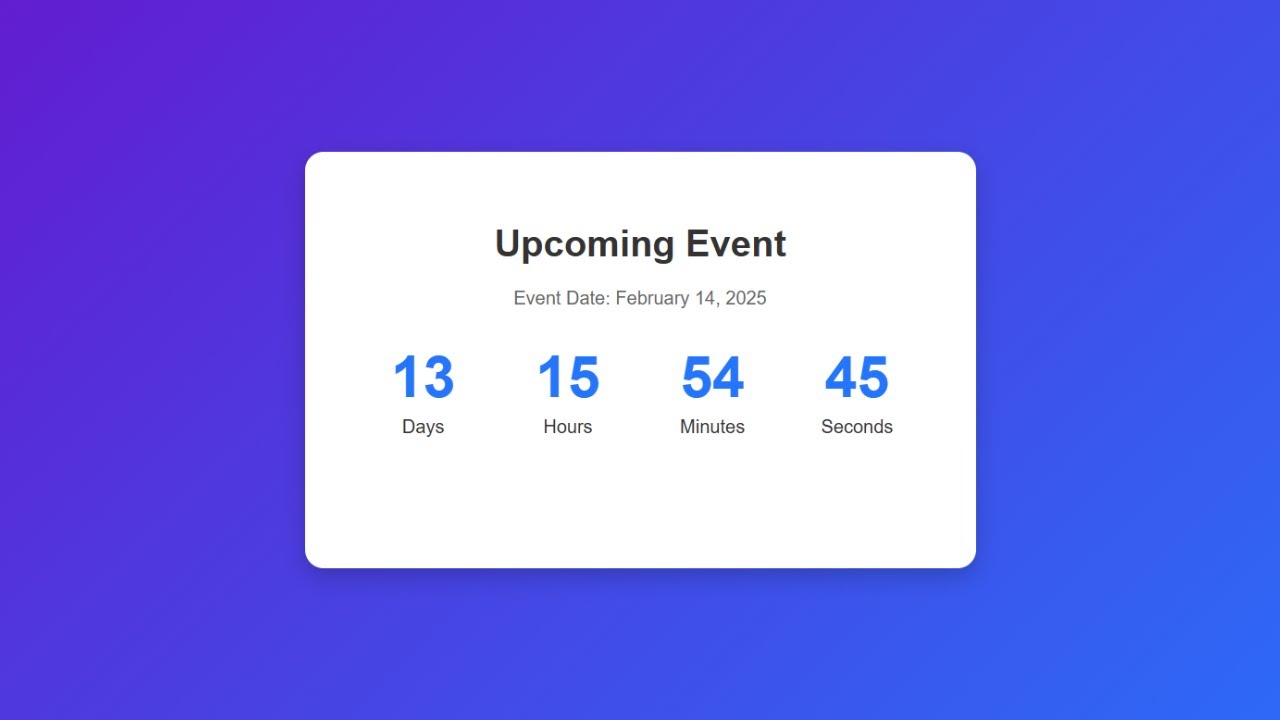 How to Create an Event Countdown Timer | HTML, CSS, and JavaScript ...