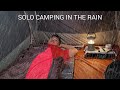 Camping solo sous la pluie  vents forts puis pluie  detente au bord du feu de camp