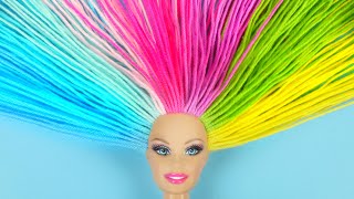 AMAZING HAIRSTYLE and DRESS ~ DIY Barbie Hacks; Long Hair Rainbow, Clothes and MORE!!