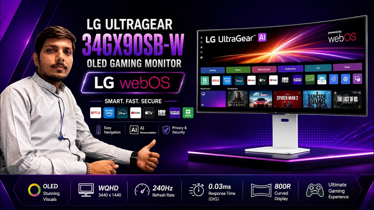 Màn hình Gaming LG UltraGear GX9s 34GX90SB-W 34 inch WQHD 240Hz 0.03ms OLED Cong