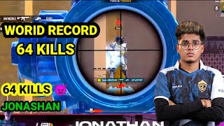 JONATHAN GAMING WORLD   RECORD 64 KILLS IN BGMI BGMI WORLD RECORD 64 KILLS @JONATHANGAMINGYT