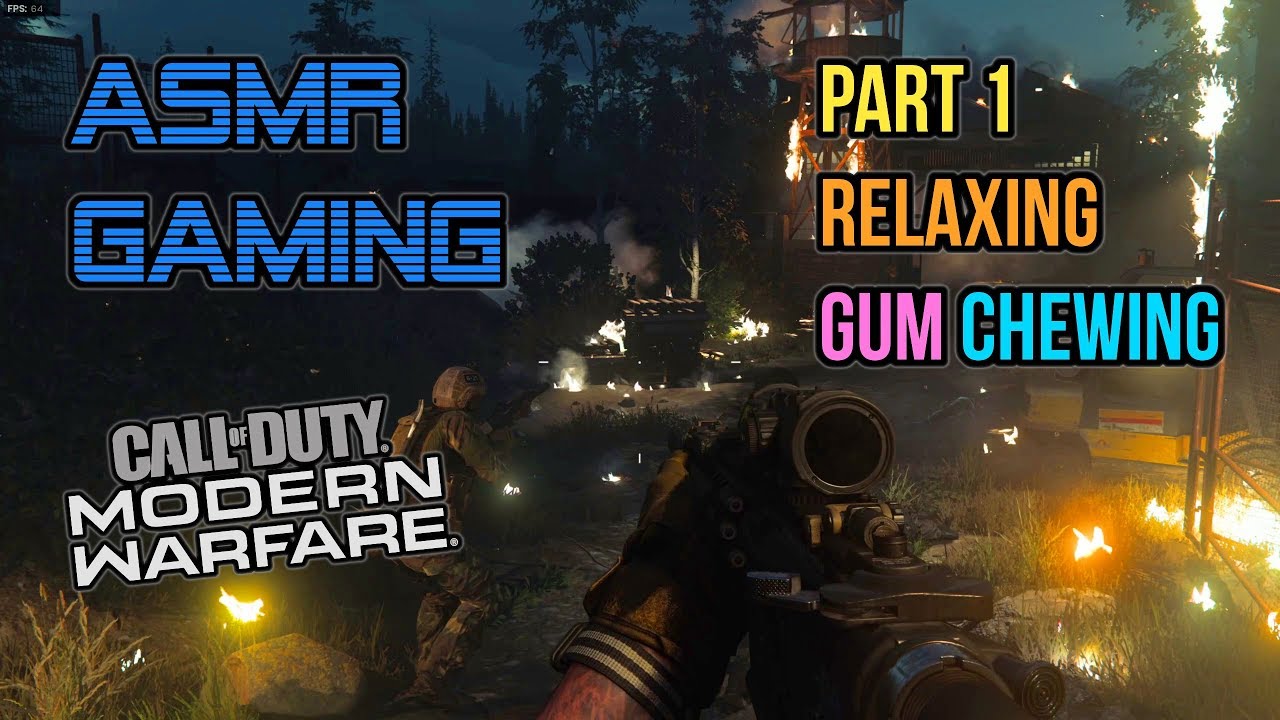 ASMR Gaming | Call of Duty Modern Warfare Part 1 Relaxing Gum Chewing 🎮🎧 Controller Sounds 😴💤