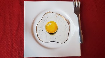 Egg omlette sketch easy|Realistic egg omlette|Egg Omlette drawing for beginners|3D Fried egg sketch