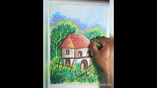 Garden house scenery in pastel colors.#11 Subscribe, like, share ,comment, if you like video.