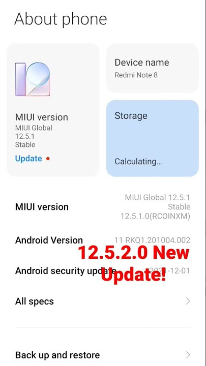 Redmi note 8 12.5.2.0 new update