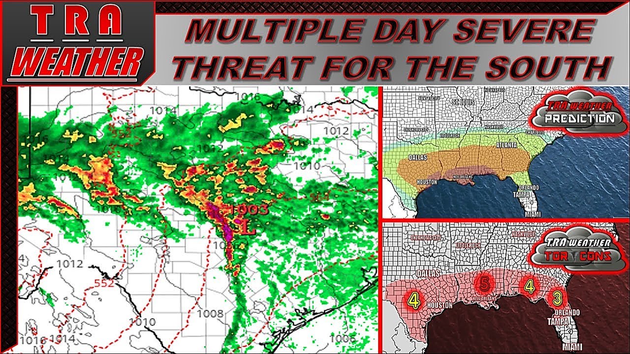 Multiple Day Severe Weather Threat For The South This Week - YouTube