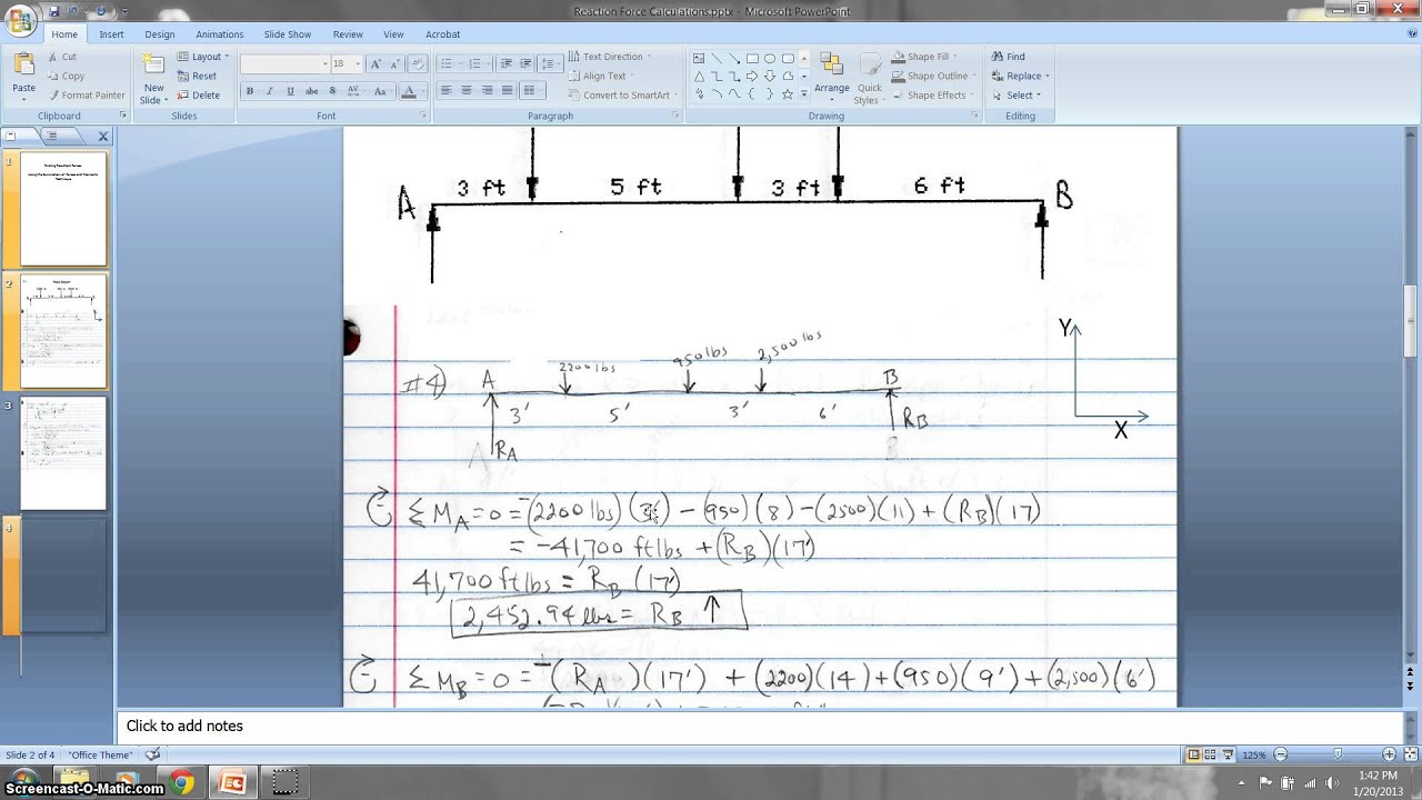 reaction force on a beam youtube summation of forces