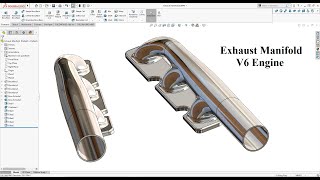 Exhaust Manifold V6 Engine SolidWorks Tutorial 2021! Learn from homee :D