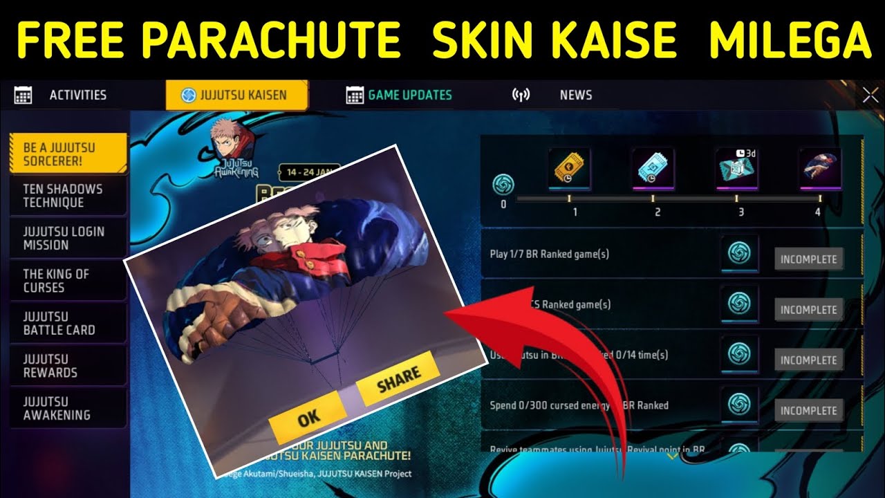Use Jujutsu Revival Point & Spend 0/300 Cursed Energy Mission Kaise Complete Karen Parachute Event