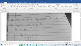 Horner's Rule for polynomial Evaluation