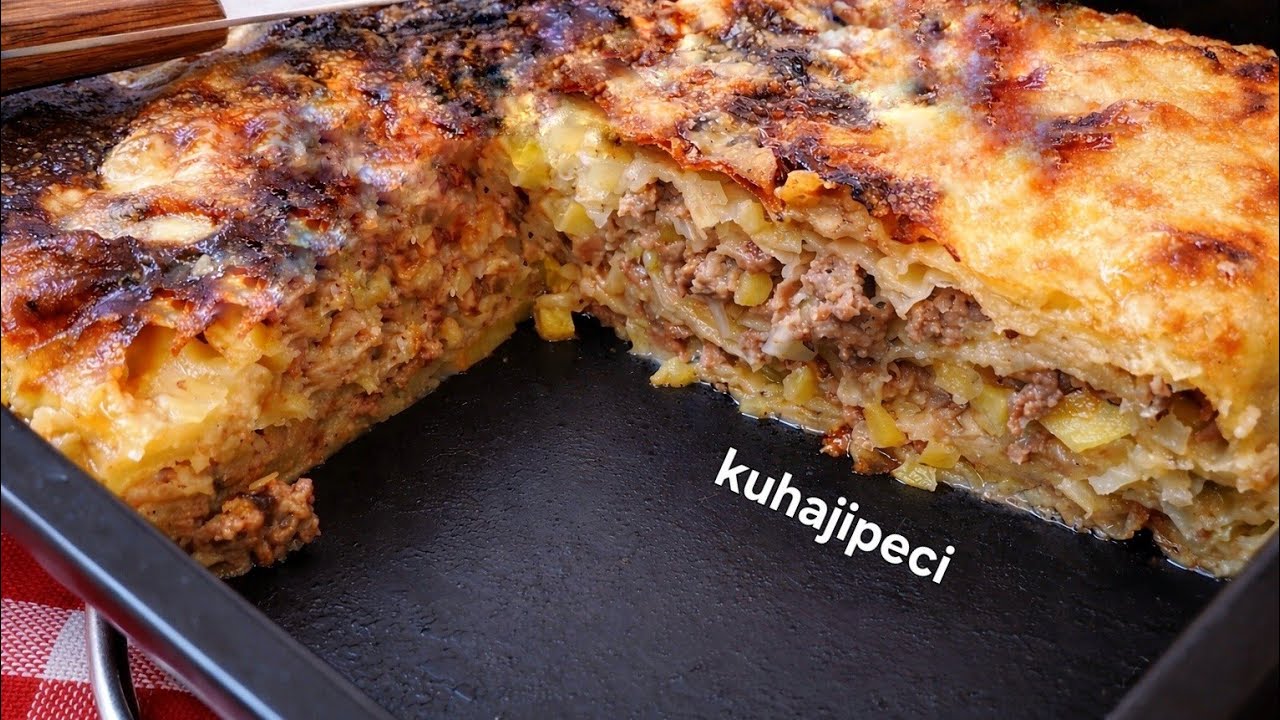 SARENI POLAGANI BUREK DETALJAN RECEPT | kuhaj i peci