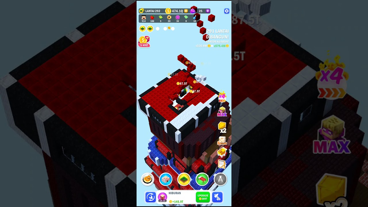 Reaching floor 300 in Tower Craft!