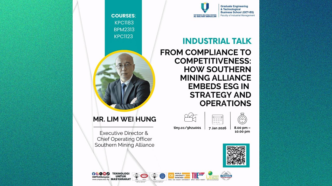 Snapshot of Industrial Talk by Mr Lim Wei Hung, Southern Mining Alliance Executive Director and CEO